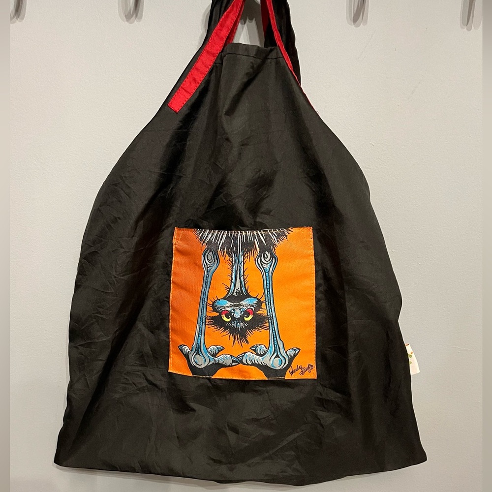 ONYA BAGS of Australia Black Reusable Nylon Shopping Bag with Emu